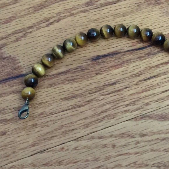 VINTAGE 90s TIGER EYE BEADED BRACELET 6mm HANDMADE WOMENS - Picture 5 of 8
